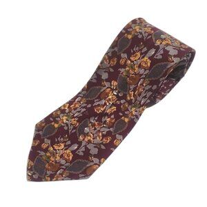 🌸 Giada Firenze Vintage Italian Silk Tie – Burgundy Floral Pattern